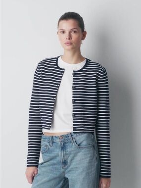 Aritzia Notable Cardigan in Admiral/Light Birch